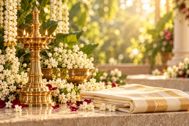 Brass lamp and jasmine wedding still life